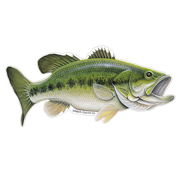 LARGEMOUTH BASS STICKER UV COATED INKS MADE BY FISHWEAR 7" WIDE